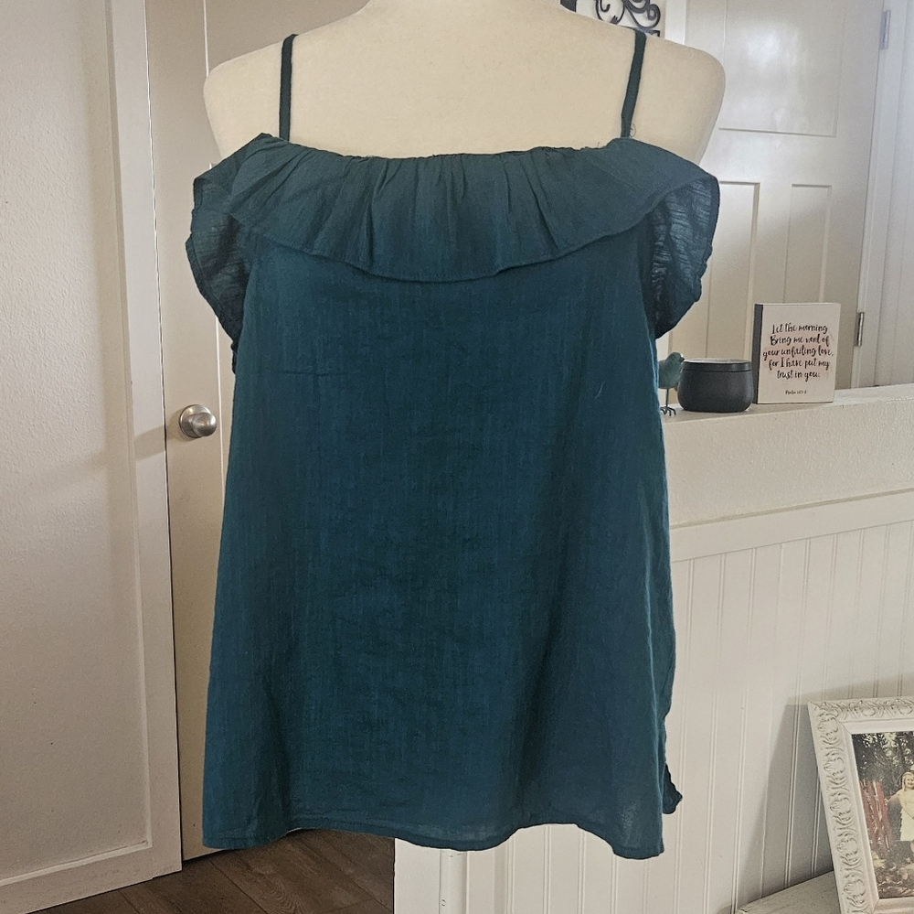 NWT's - OLD NAVY - Teal Strappy Ruffled Top - Size Large